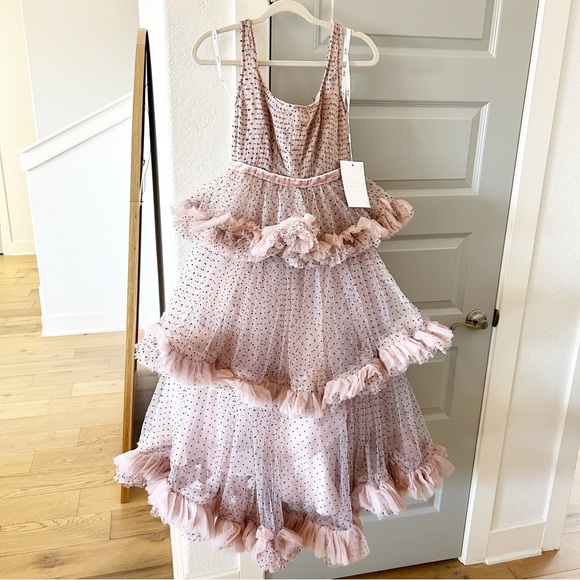 NWT Mac Duggal 20776 Tulle Ruffle Tiered Polka Dot Dress - Picture 5 of 11